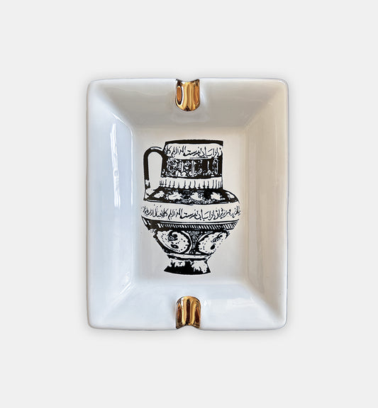 Porcelain Ash Tray with 12 Karat Gold Detail