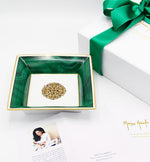 Malachite Hand Painted Plate with 24 Karat Gold