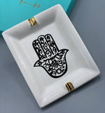 Hamsa Porcelain Ash Tray with 12 Karat Gold Detail