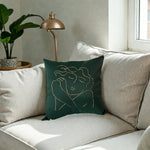 Banoo Green Embroidered Throw Pillow Cover