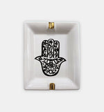 Hamsa Porcelain Ash Tray with 12 Karat Gold Detail