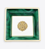 Malachite Hand Painted Plate with 24 Karat Gold